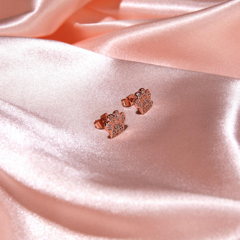 Paw | Rose Gold Vermeil | CZ Diamond Pup Print Earrings
